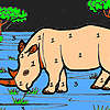 Big rhino in the river coloring game