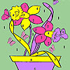 Schmetterlinge und Blumen im Topf Färbung Spiel