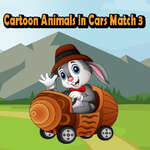 Animaux de dessin animé dans des voitures match 3 jeu