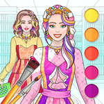 колеж момиче оцветяване обличане игра