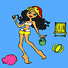 Aranyos lány strand színező játék