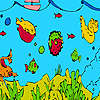 Peces de mar profundo y algas para colorear juego