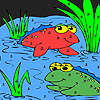 Frog friends in the lake coloring game