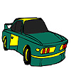 Green fast car coloring game