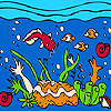 Ocean and colorful fishes coloring game