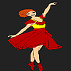 Червена рокля балерина момиче оцветяване игра