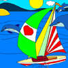 Segeln Sie mit Delfinen Yacht Coloring Spiel