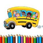 Училищен автобус книжка за оцветяване игра