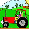 Tractor y granjero para colorear juego