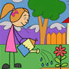 Watering Girl Coloring Page game