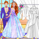 Juego de vestir para colorear bodas