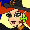 Joven bruja Halloween para colorear juego